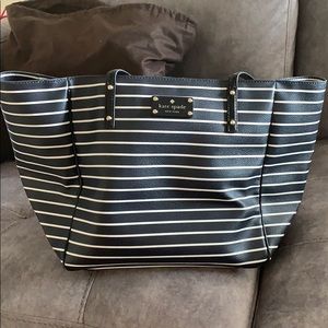 Kate spade navy blue striped bucket bag